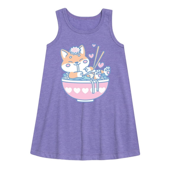 Instant Message - Kawaii Ramen Shiba Inu - Toddler & Youth Girls A-line Dress