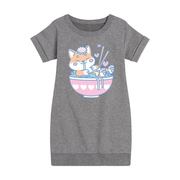 Instant Message - Kawaii Ramen Shiba Inu - Toddler & Youth Girls Fleece Dress