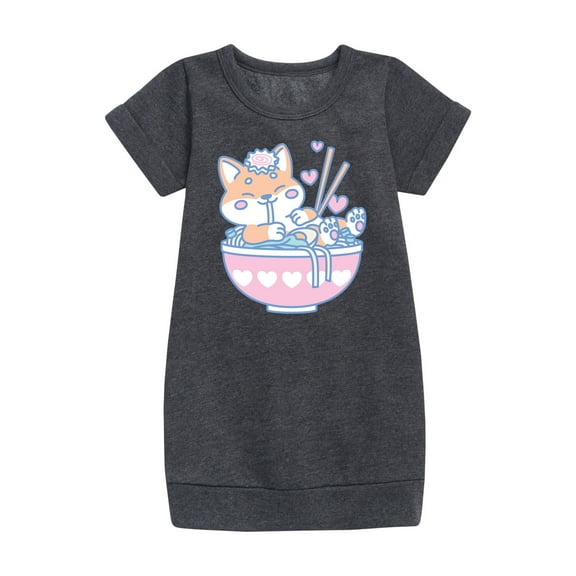 Instant Message - Kawaii Ramen Shiba Inu - Toddler & Youth Girls Fleece Dress