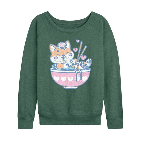 Instant Message - Kawaii Ramen Shiba Inu - Women's Lightweight French Terry Long Sleeve Shirt