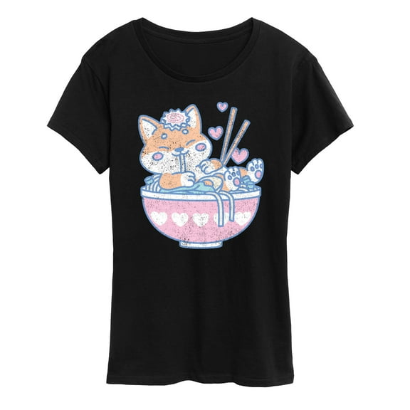 Instant Message - Kawaii Ramen Shiba Inu - Women's Short Sleeve Graphic T-Shirt
