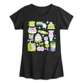 thumbnail image 1 of Instant Message - Kawaii Sticker Collage - Girls Fitted Short Sleeve Graphic T-Shirt, 1 of 6