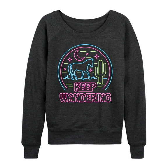 Instant Message - Keep Wandering Neon  - Women's Lightweight French Terry Long Sleeve Shirt