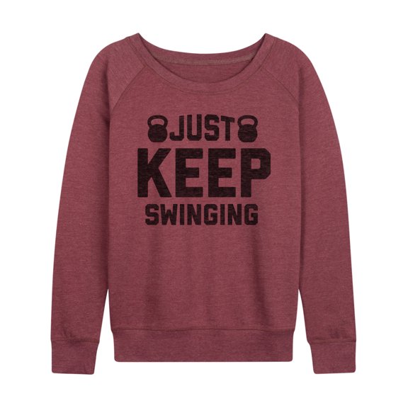 Instant Message - Kettle Bell Just Keep Swinging - Women's Lightweight French Terry Long Sleeve Shirt