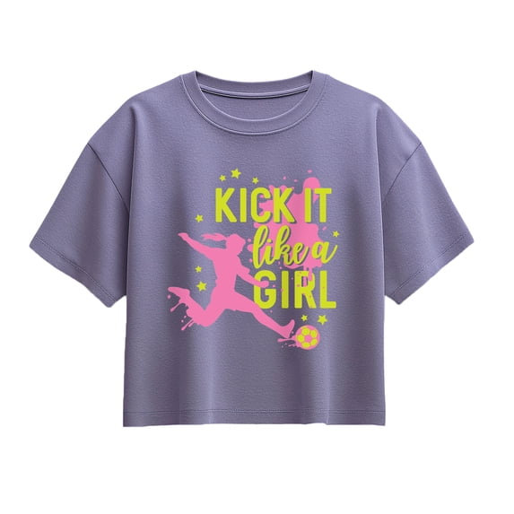 Instant Message - Kick it Like a Girl Short Sleeve Boxy Graphic T-Shirt