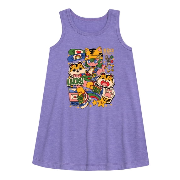 Instant Message - Kpop Streetwear Girl - Toddler and Youth Girls Short Sleeve Aline Dress