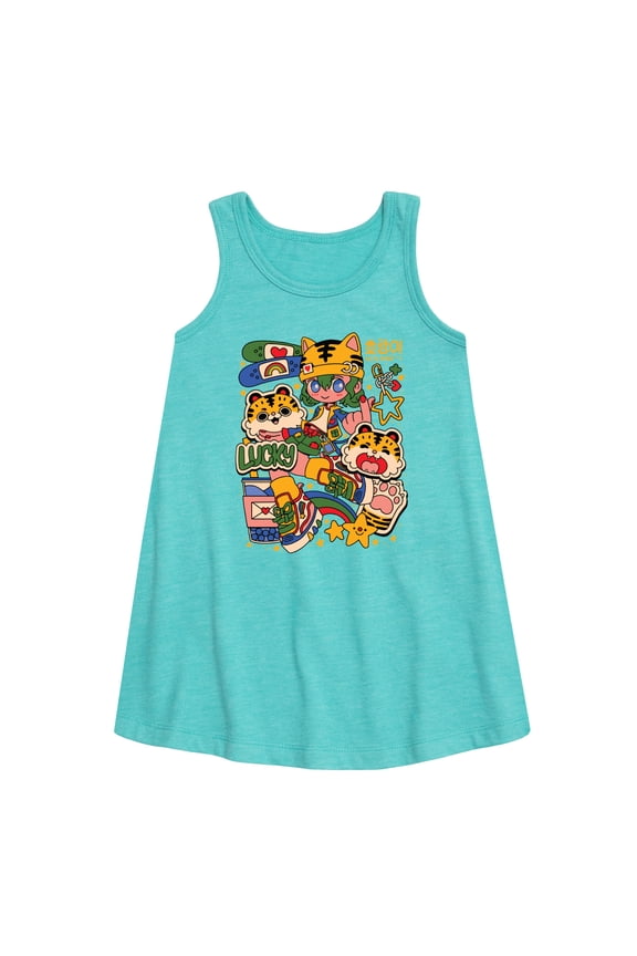 - Kpop Streetwear Girl - Toddler and Youth Girls Short Sleeve Aline Dress