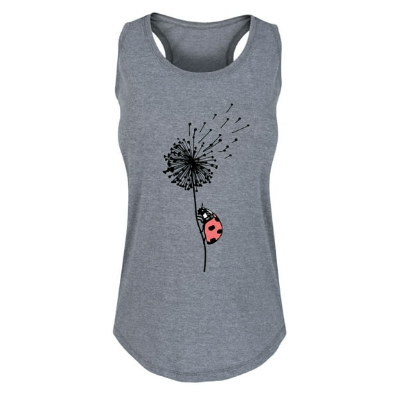 Instant Message - Ladybug On Dandelion - Women's Racerback Tank Top