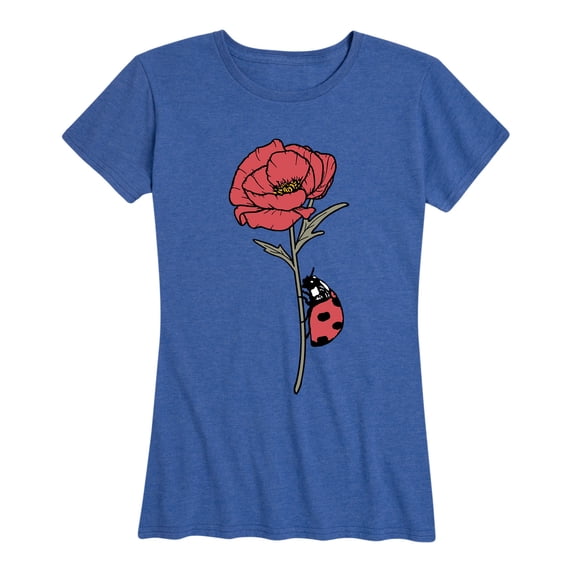 Instant Message - Ladybug on Poppy - Women's Short Sleeve Graphic T-shirt