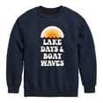 thumbnail image 1 of Instant Message - Lake Days And Boat Waves - Toddler And Youth Crewneck Fleece Sweatshirt, 1 of 6