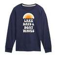 thumbnail image 1 of Instant Message - Lake Days And Boat Waves - Toddler And Youth Long Sleeve Graphic T-Shirt, 1 of 6