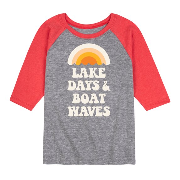 Instant Message - Lake Days And Boat Waves - Toddler And Youth Raglan Graphic T-Shirt