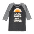 thumbnail image 1 of Instant Message - Lake Days And Boat Waves - Toddler And Youth Raglan Graphic T-Shirt, 1 of 7