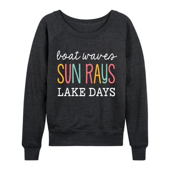 Instant Message - Lake Days Lightweight French Terry Wide Neck Long Sleeve Graphic Shirt
