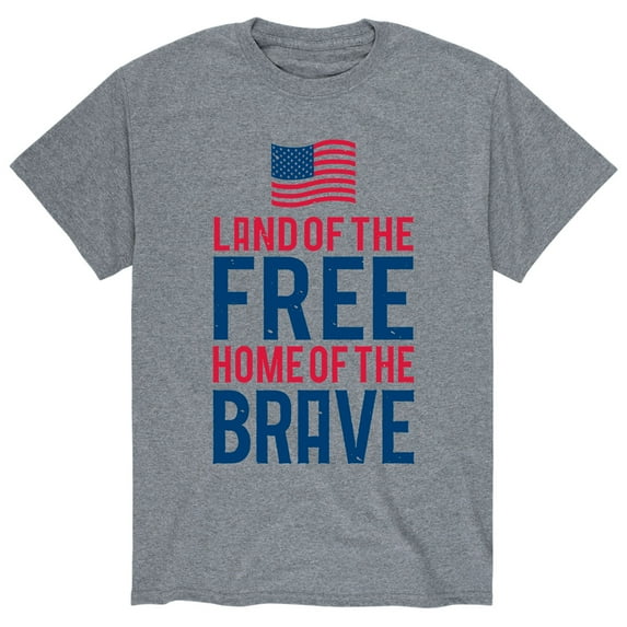 Instant Message - Land Free Home Brave Flag - Men's Short Sleeve Graphic T-Shirt
