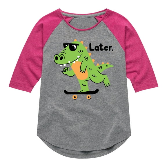 Instant Message - Later Gator - Toddler & Youth Girls Raglan Graphic T-Shirt