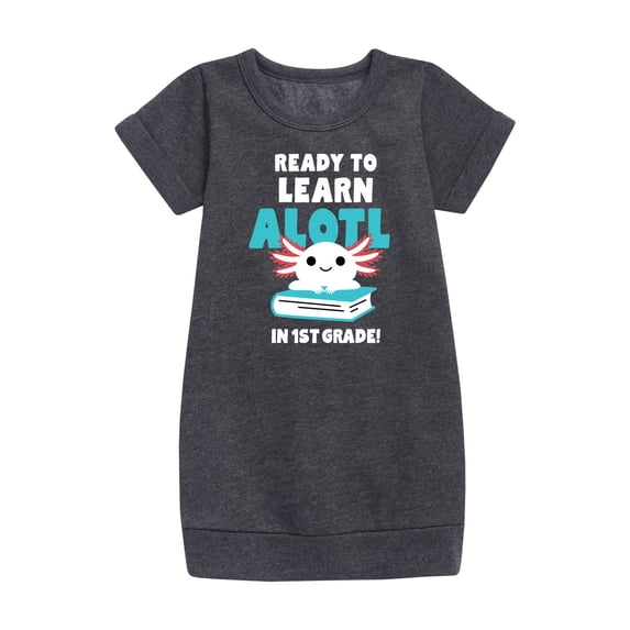 Instant Message - Learn Alotl In 1st Grade Graphic Short Sleeve Fleece Dress
