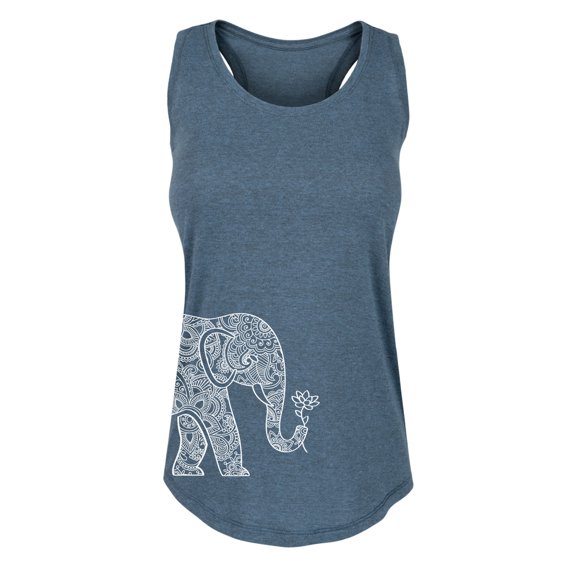 Instant Message - Left Side Elephant Holding Lotus - Women's Racerback Tank