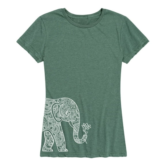 Instant Message - Elephant Holding Lotus - Women's Short Sleeve Graphic T-Shirt
