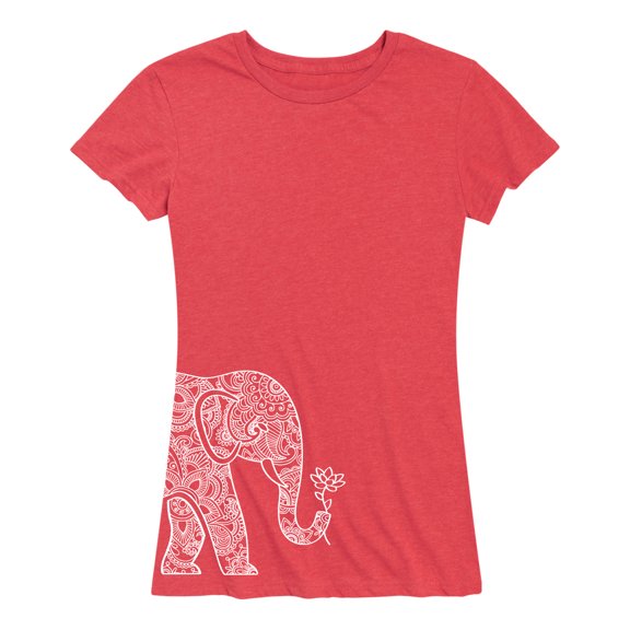 Instant Message - Elephant Holding Lotus - Women's Short Sleeve Graphic T-Shirt