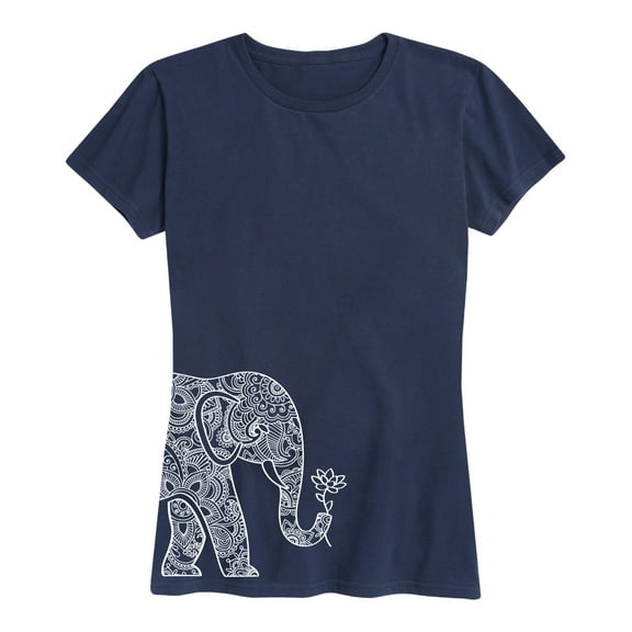 Instant Message - Elephant Holding Lotus - Women's Short Sleeve Graphic T-Shirt