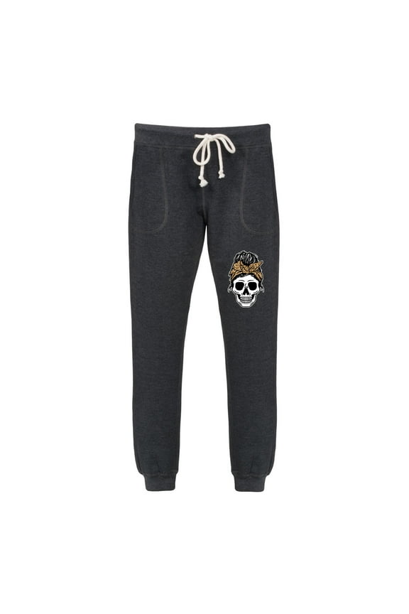 - Leopard Bandana Skull White Outline - Women's French Terry Jogger Pant