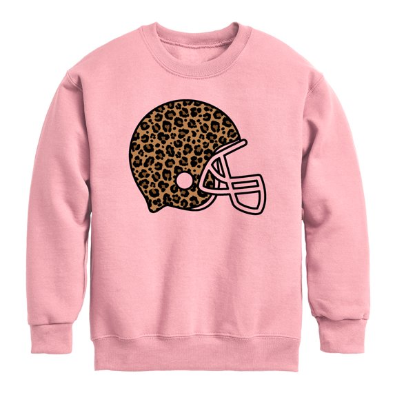 Instant Message - Leopard Football Helmet - Youth Boys Crew Fleece Sweatshirt