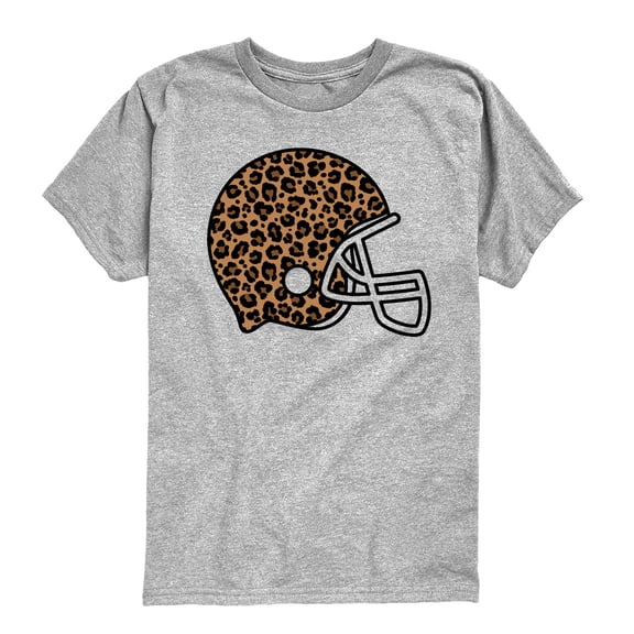 Instant Message - Leopard Football Helmet - Youth Boys Short Sleeve Graphic T-Shirt