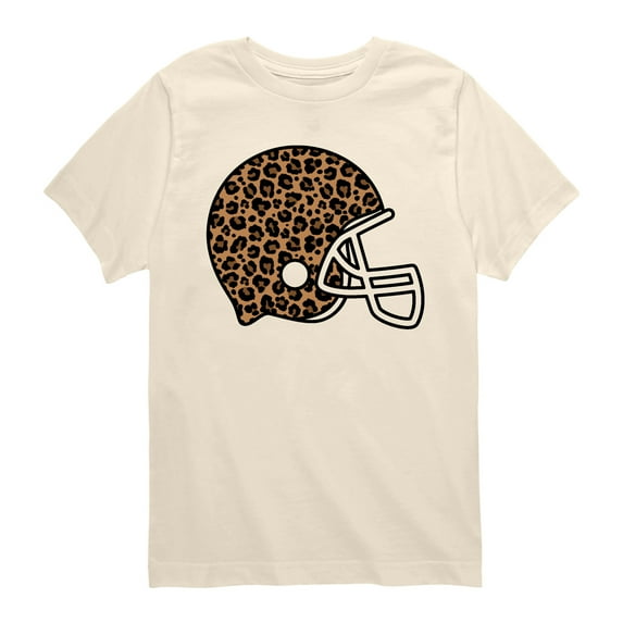 Instant Message - Leopard Football Helmet - Youth Boys Short Sleeve Graphic T-Shirt