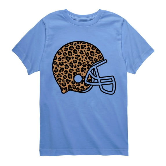 Instant Message - Leopard Football Helmet - Youth Boys Short Sleeve Graphic T-Shirt