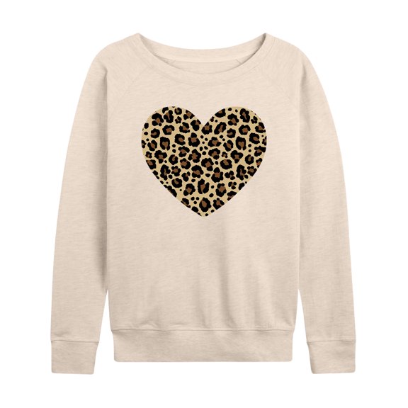 Instant Message - Leopard Heart - Women's French Terry Long Sleeve Pullover