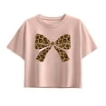 thumbnail image 1 of Instant Message - Leopard Print Bow - Youth Girls Boxy T-Shirt, 1 of 5