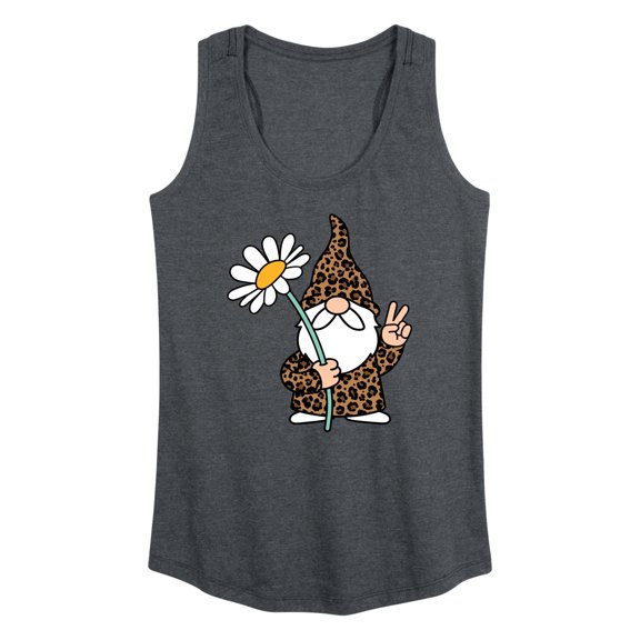 Instant Message - Leopard Print Gnome Daisy - Women's Racerback Tank Top