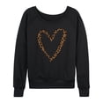 thumbnail image 1 of Instant Message - Leopard Print Heart Outline - Women's Lightweight French Terry Long Sleeve Shirt, 1 of 5