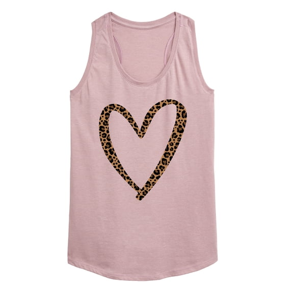 Instant Message - Leopard Print Heart Outline Women's Graphic Racerback Tank
