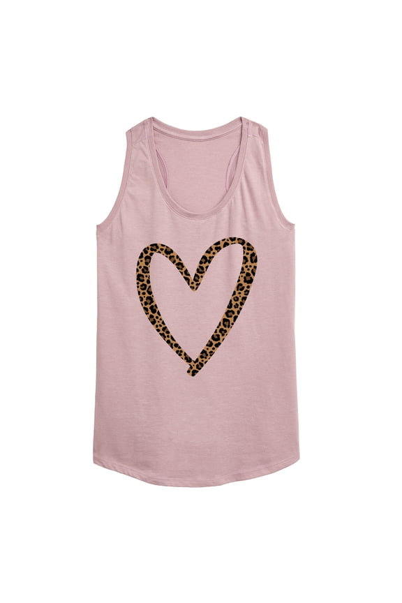 - Leopard Print Heart Outline - Women's Racerback Graphic Tank