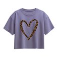 thumbnail image 1 of Instant Message - Leopard Print Heart Outline - Youth Girls Boxy T-Shirt, 1 of 5