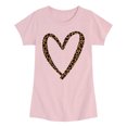 thumbnail image 1 of Instant Message - Leopard Print Heart Outline - Youth Girls Fitted Short Sleeve T-Shirt, 1 of 5