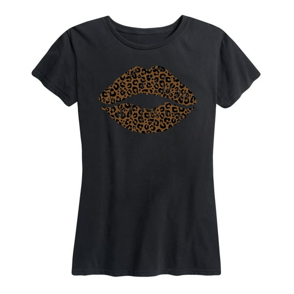 Instant Message - Leopard Print Lips - Women's Short Sleeve Graphic T-shirt