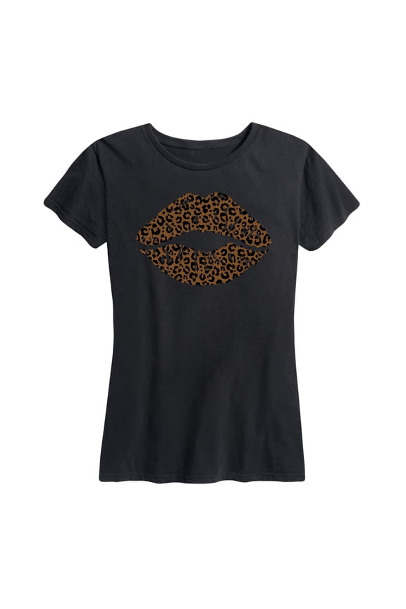 - Leopard Print Lips - Women's Short Sleeve Graphic T-shirt
