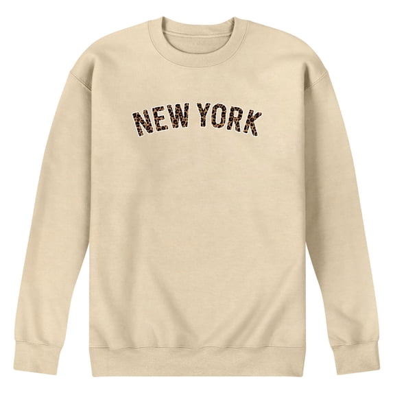 Instant Message - Leopard Print New York Graphic Fleece Sweatshirt