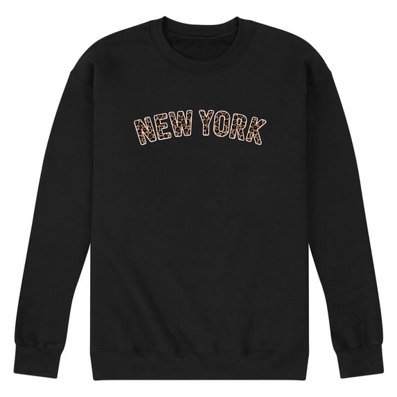 Instant Message - Leopard Print New York Graphic Fleece Sweatshirt