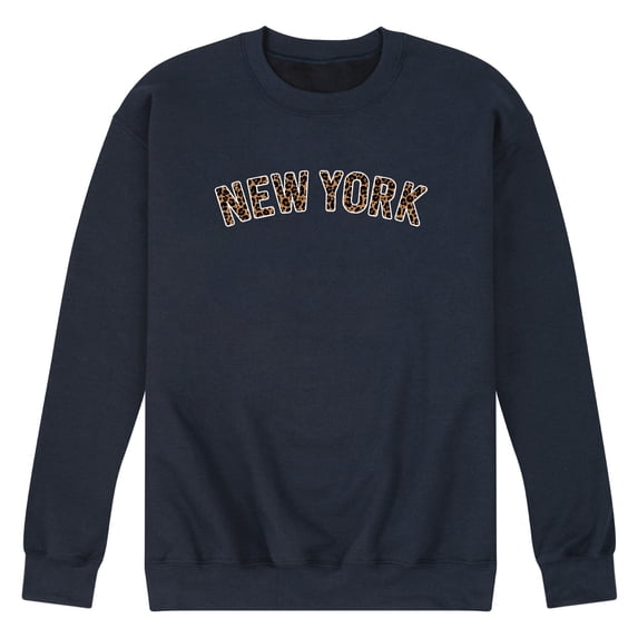 Instant Message - Leopard Print New York Graphic Fleece Sweatshirt