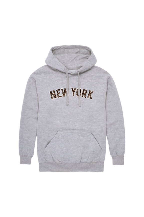 - Leopard Print New York Graphic Fleece Pullover Hoodie