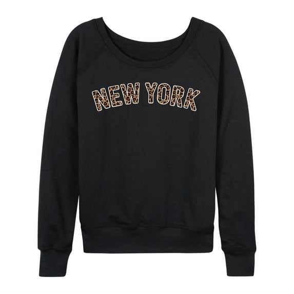 Instant Message - Leopard Print New York - Women's French Terry Long Sleeve Shirt