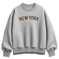 thumbnail image 1 of Instant Message - Leopard Print New York - Women's Oversized Fleece Crew Sweatshirt, 1 of 3