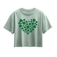 thumbnail image 1 of Instant Message - Leopard Print Shamrock Heart - Youth Girls Boxy T-Shirt, 1 of 5