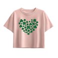thumbnail image 1 of Instant Message - Leopard Print Shamrock Heart - Youth Girls Boxy T-Shirt, 1 of 5