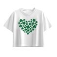 thumbnail image 1 of Instant Message - Leopard Print Shamrock Heart - Youth Girls Boxy T-Shirt, 1 of 5