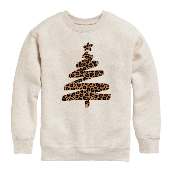Instant Message - Leopard Print Tree - Youth Crew Fleece Sweatshirt